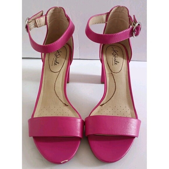 LIFE STRIDE Ankle Strap Sandals Averly Size 8.5 Pink Women's High Heel Shoes - Picture 2 of 11